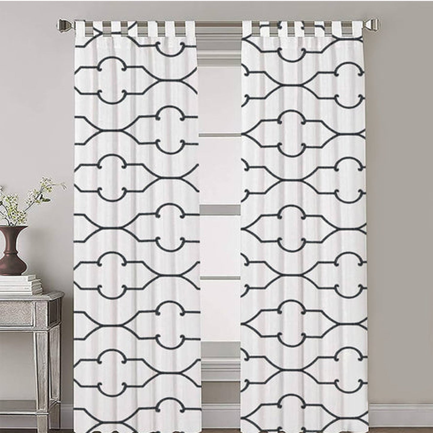 Leonora - Set of 2 Panels Crewel Embroidered Curtains | Linen Cotton