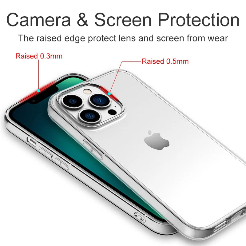 Ultra Thin Clear Silicone Case For iPhone 15 14 13 12 11 Pro Xs Max