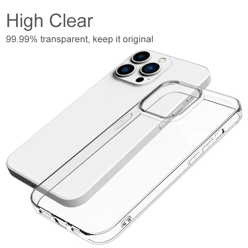 Ultra Thin Clear Silicone Case For iPhone 15 14 13 12 11 Pro Xs Max